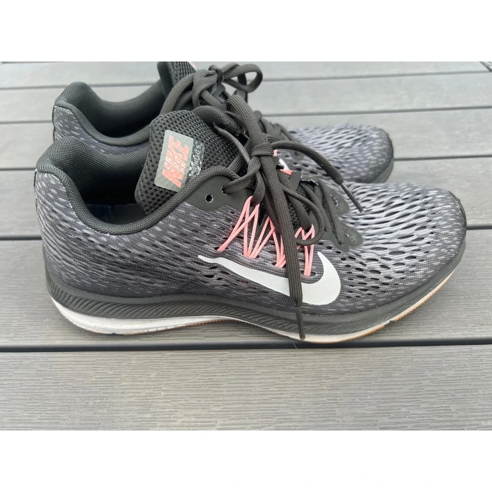 Nike Zoom Winflo 5 Running Shoes Grey Black Pink Women's 7